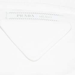 Prada White Cotton Half Sleeve T-Shirt M