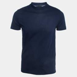 Pre Owned Prada Navy Blue Cotton Half Sleeve T-Shirt S