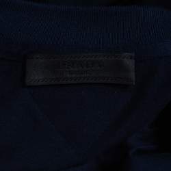 Pre Owned Prada Navy Blue Cotton Half Sleeve T-Shirt S