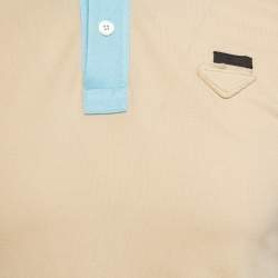 Prada Beige/Blue Cotton Pique Polo T-Shirt M