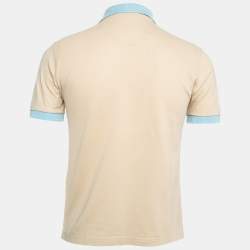 Prada Beige/Blue Cotton Pique Polo T-Shirt M