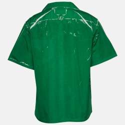 Prada Green Printed Cotton Bowling Shirt L