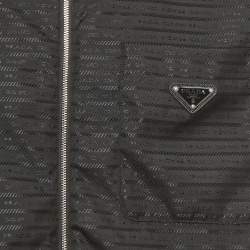 Pre Owned Prada Black Re-Nylon Logo Plaque Bowling Shirt M