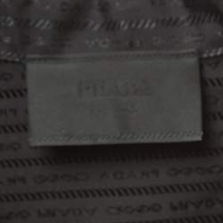 Pre Owned Prada Black Re-Nylon Logo Plaque Bowling Shirt M