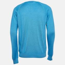 Prada Blue Knit V-Neck Sweater XXL
