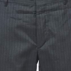 Prada Grey Pinstripe Wool Blend Buttoned Trousers XL