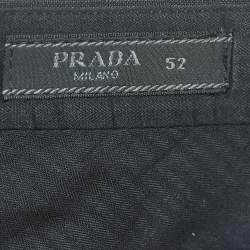 Prada Grey Pinstripe Wool Blend Buttoned Trousers XL