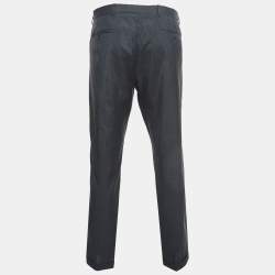 Prada Grey Pinstripe Wool Blend Buttoned Trousers XL