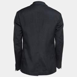 Prada Grey Pinstripe Mohair Wool Single Breasted Blazer L