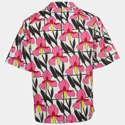 Pre Owned Prada Multicolor Floral Print Cotton Bowling Shirt L