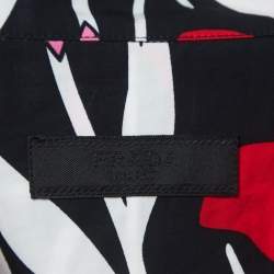 Prada Red/Black Floral Print Cotton Short Sleeve Shirt L