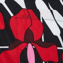 Prada Red/Black Floral Print Cotton Short Sleeve Shirt L