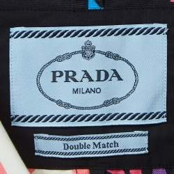 Prada Double Match Multicolor Printed Cotton Short Sleeve Shirt L 