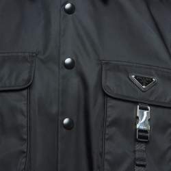 Prada Black Triangle Plaque Logo Re-Nylon Cargo Shirt M