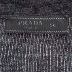 Prada Grey Combed Wool Lightweight Cardigan L