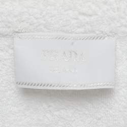 Prada White Terry Cotton Logo Detail Bowling Shirt L