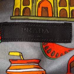 Prada Grey/Multicolor Printed Cotton Bowling Shirt XXL