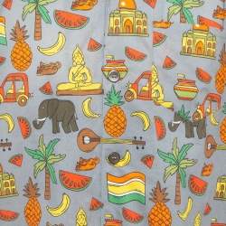Prada Grey/Multicolor Printed Cotton Bowling Shirt XXL