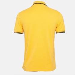 Pre Owned Prada Yellow Embroidered Cotton Pique Polo T-Shirt M