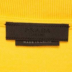 Pre Owned Prada Yellow Embroidered Cotton Pique Polo T-Shirt M