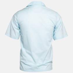 Prada Blue Comic Print Cotton Short Sleeve Shirt XS