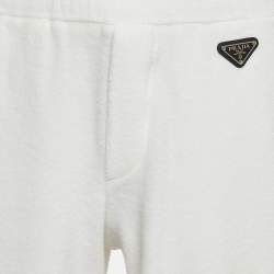 Prada White Metal Triangle Terry Bermuda Shorts M
