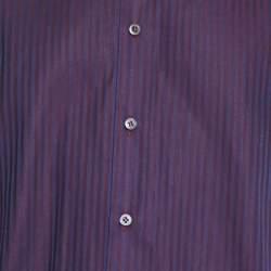 Pre Owned Prada Bicolor Striped Cotton Long Sleeve Shirt M