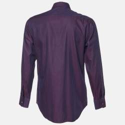 Pre Owned Prada Bicolor Striped Cotton Long Sleeve Shirt M