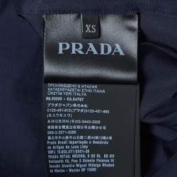 Pre Owned Prada Navy Blue Stretch Cotton Hooded Shirt XS