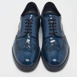 مملوكة مسبقًا Prada Blue Leather Oxford Sneakers Size 43.5