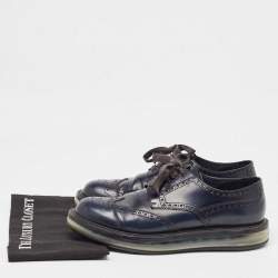 Prada Navy Blue Leather Lace Up Sneakers Size 42 