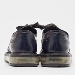 Prada Navy Blue Leather Lace Up Sneakers Size 42 