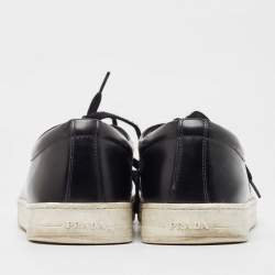 Prada Black Leather Lace Up Sneakers Size 42