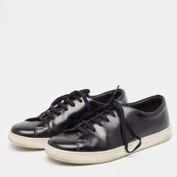 Prada Black Leather Lace Up Sneakers Size 42