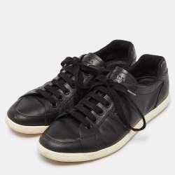 Prada Black Leather Low Top Sneakers Size 43