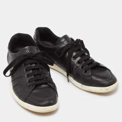 Prada Black Leather Low Top Sneakers Size 43