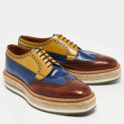 Prada Multicolor Leather  Lace Up Oxfords Size 40.5