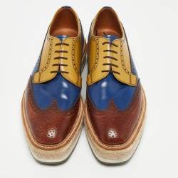 Prada Multicolor Leather  Lace Up Oxfords Size 40.5