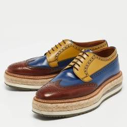 Prada Multicolor Leather  Lace Up Oxfords Size 40.5