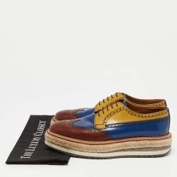 Prada Multicolor Leather  Lace Up Oxfords Size 40.5