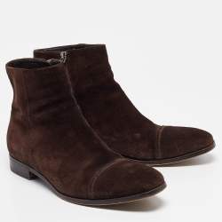 Prada Brown Suede Ankle Boots Size 41.5