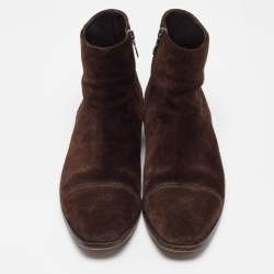 Prada Brown Suede Ankle Boots Size 41.5