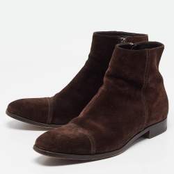 Prada Brown Suede Ankle Boots Size 41.5