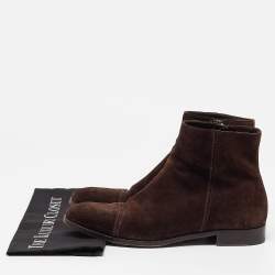 Prada Brown Suede Ankle Boots Size 41.5