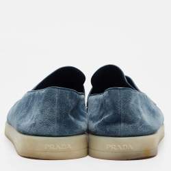 Prada Blue Suede Slip On Loafers Size 46