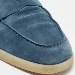 Prada Blue Suede Slip On Loafers Size 46
