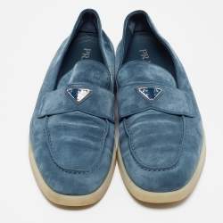 Prada Blue Suede Slip On Loafers Size 46