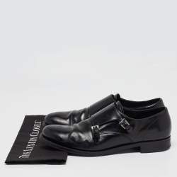 Prada Black Leather Double Monk Oxford Size 44