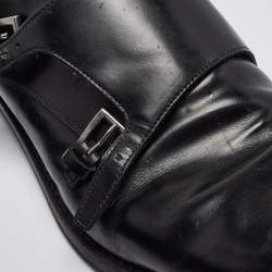 Prada Black Leather Double Monk Oxford Size 44