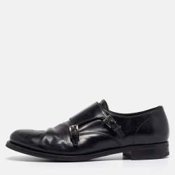 Prada Black Leather Double Monk Oxford Size 44